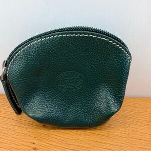 Roots Teal Leather Coin Pouch